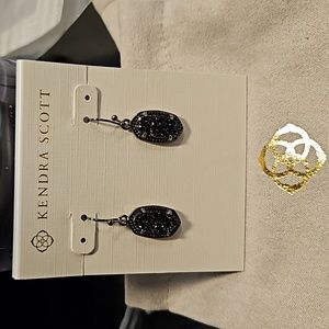 Kendra Scott | Lee | Black Drusy Gunmetal Drop Earrings